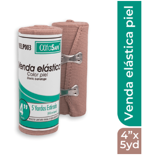 VENDA ELASTICA COLOR PIEL ALFA SAFE 4`` X 5 YARDAS  - ALFA TRADING   (240)