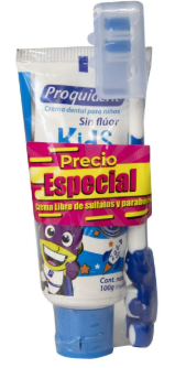 CREMA DENTAL KIDS SIN FLUOR X 75CC GRATIS CEPILLO  -  PROQUIDENT