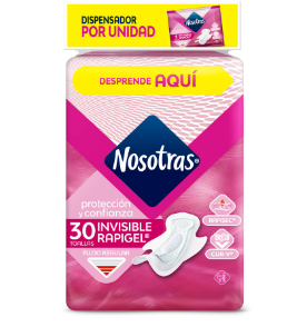 TOALLAS NOSOTRAS INVISIBLE RAPIGEL DISPENSADOR X 30 UNDS   - FAMILIA (8)