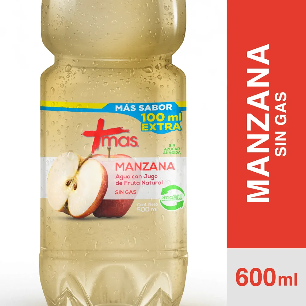 AGUA SABORIZADA +MAS MANZANA 600ML