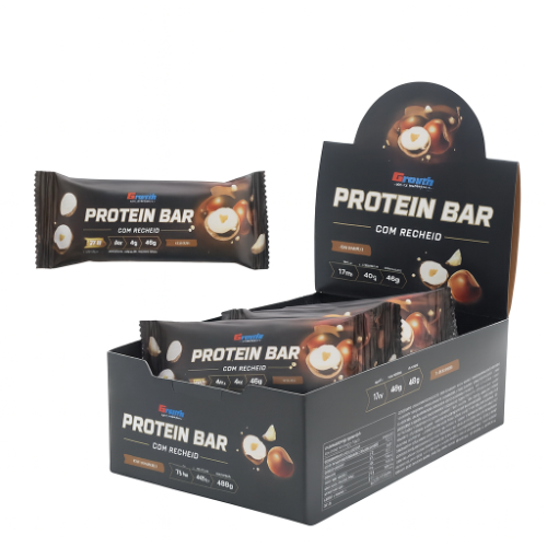 Barra de Proteína com recheio - Display C/ 12 Un. - Growth Supplements Sabor: Avelã