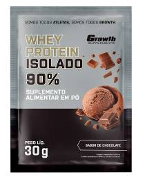 DOSE WHEY PROTEIN ISOLADO 30GR - GROWTH SUPPLEMENTS sachê, dose Sabor: Chocolate