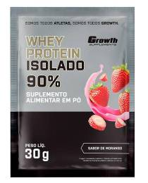 DOSE WHEY PROTEIN ISOLADO 30GR - GROWTH SUPPLEMENTS sachê, dose Sabor: Morango